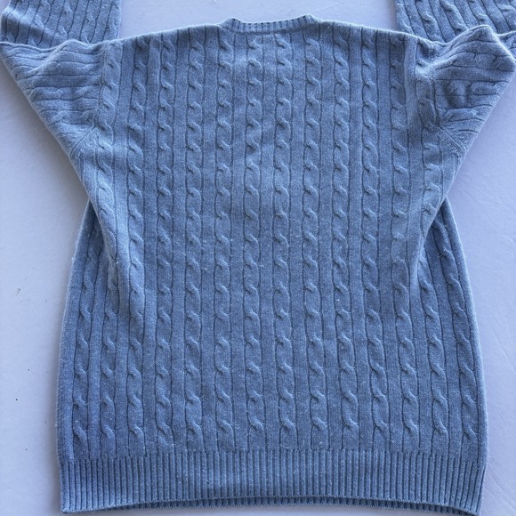 Joseph & Lyman 100% Cashmere Cable Knit Sweater Blue Mens Large Crewneck Hole - Picture 6 of 7